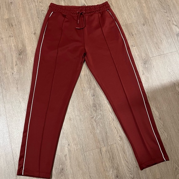 Zara Burgundy Seam Track Pant size Large - Picture 2 of 6